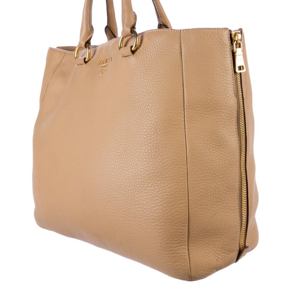 PRADA Beige Vitello Daino Expandable Crossbody Shopper Tote Bag - Picture 2 of 12